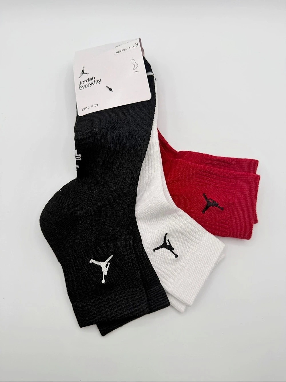 Jordan Everyday Ankle Socks 3-Pack Black & Red